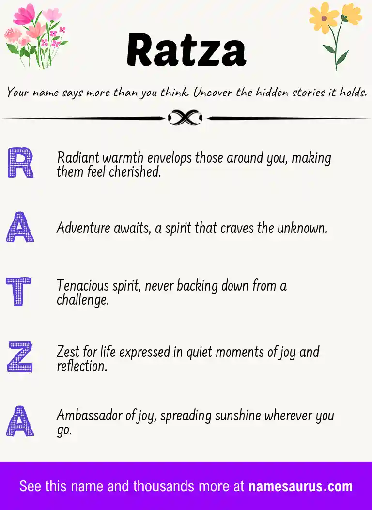 Acrostic poem about Ratza.