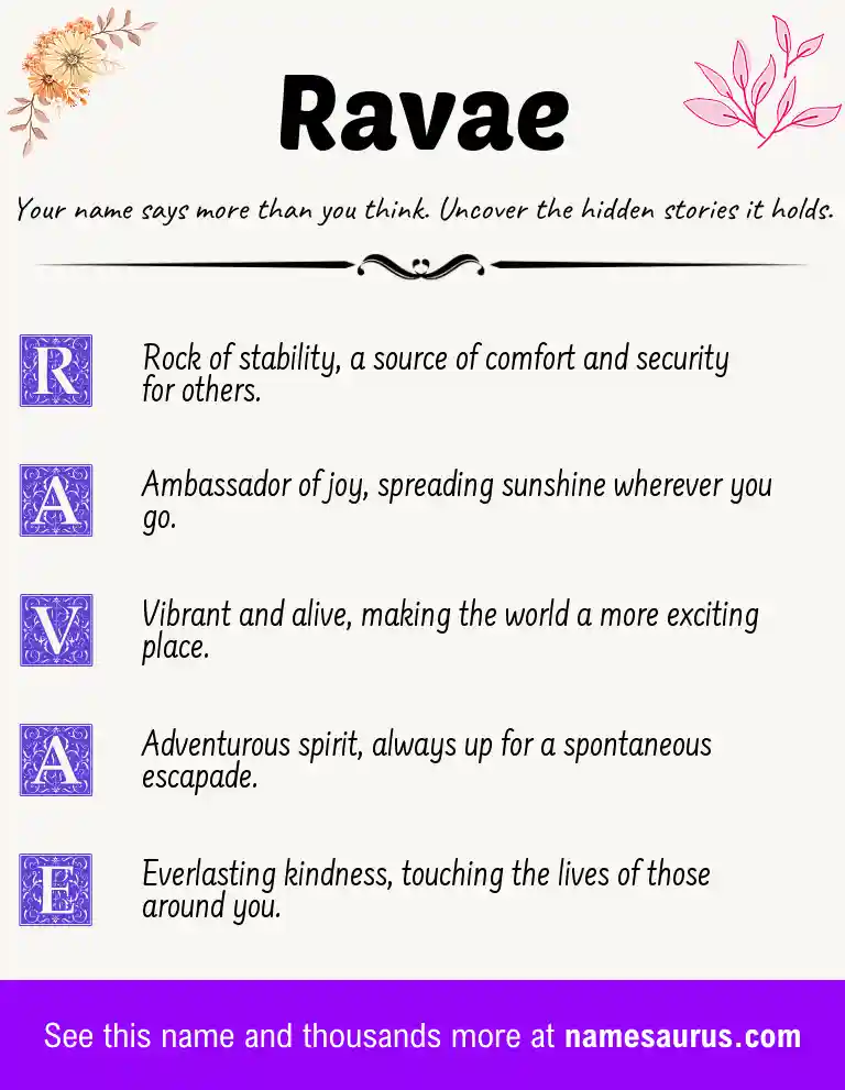 Acrostic poem about Ravae.