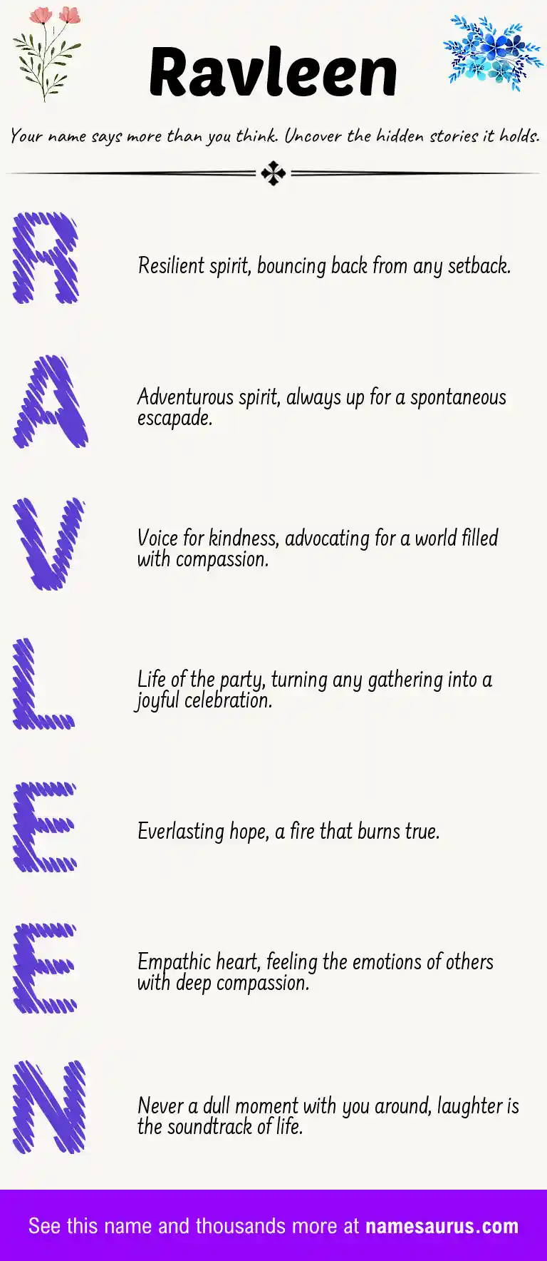 Acrostic poem about Ravleen.