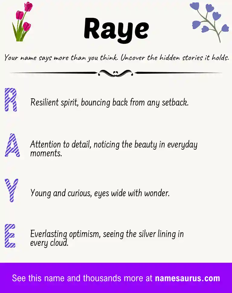 Acrostic poem about Raye.