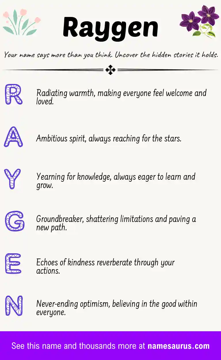 Acrostic poem about Raygen.