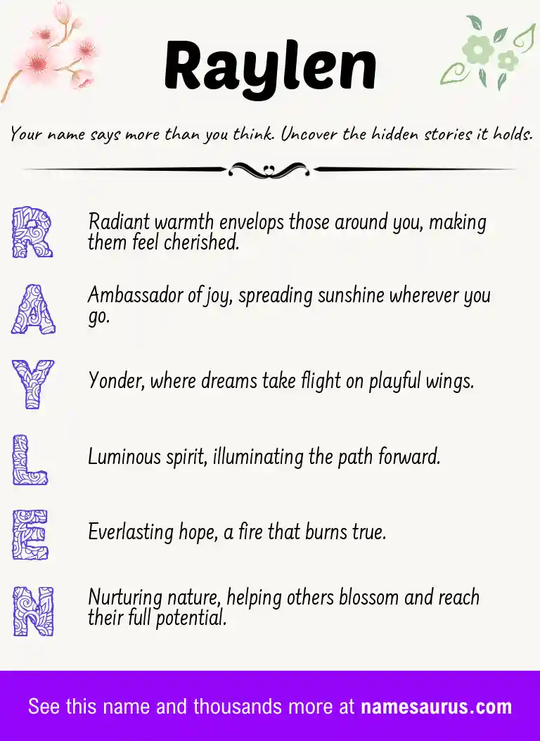 Acrostic poem about Raylen.