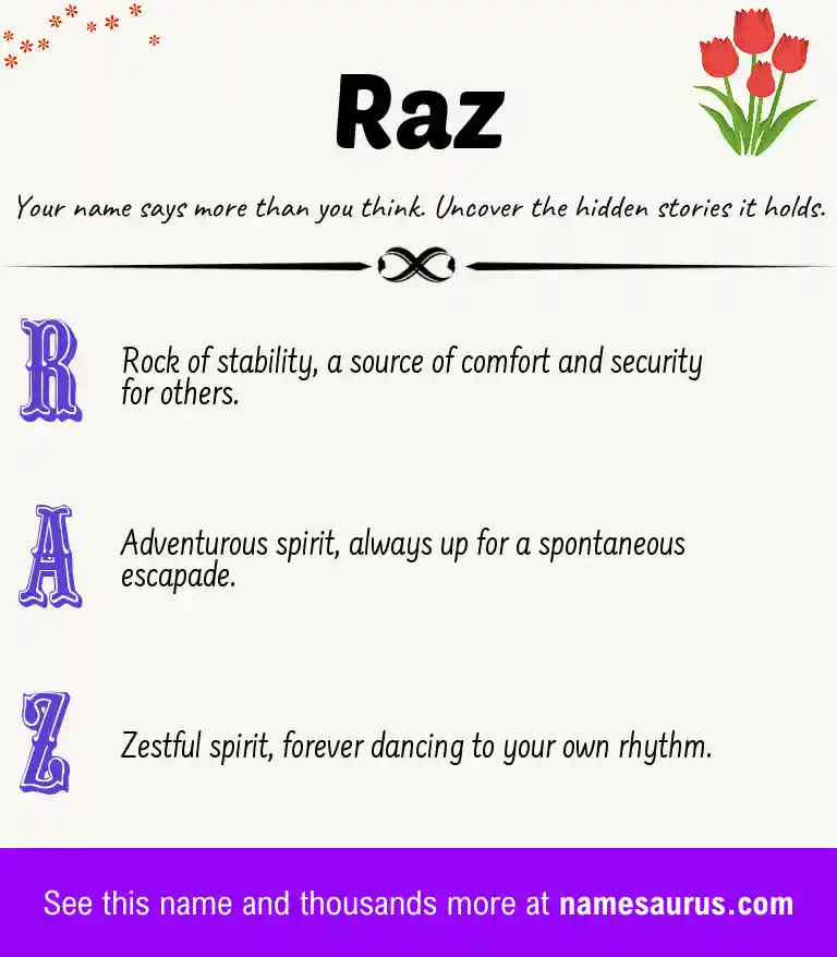 Acrostic poem about Raz.