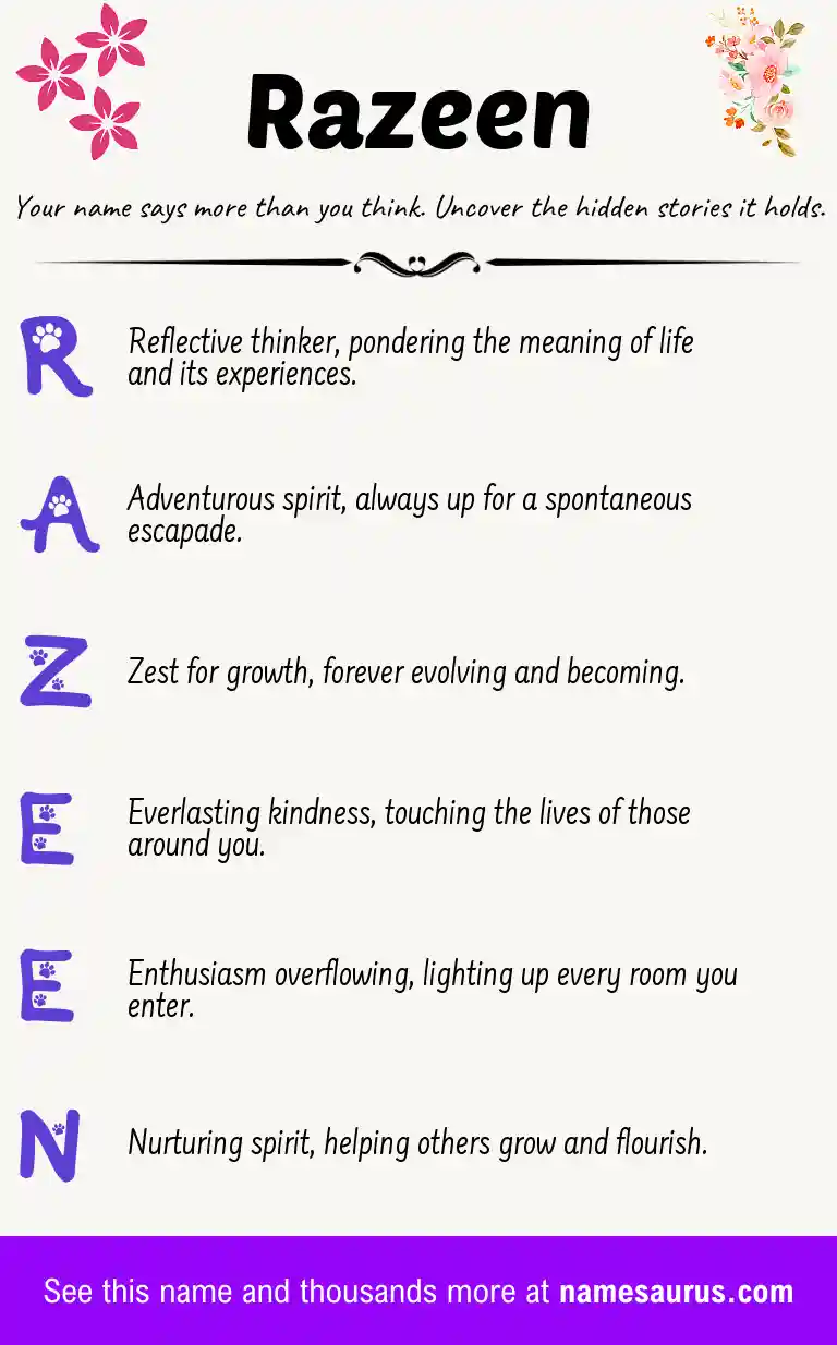 Acrostic poem about Razeen.