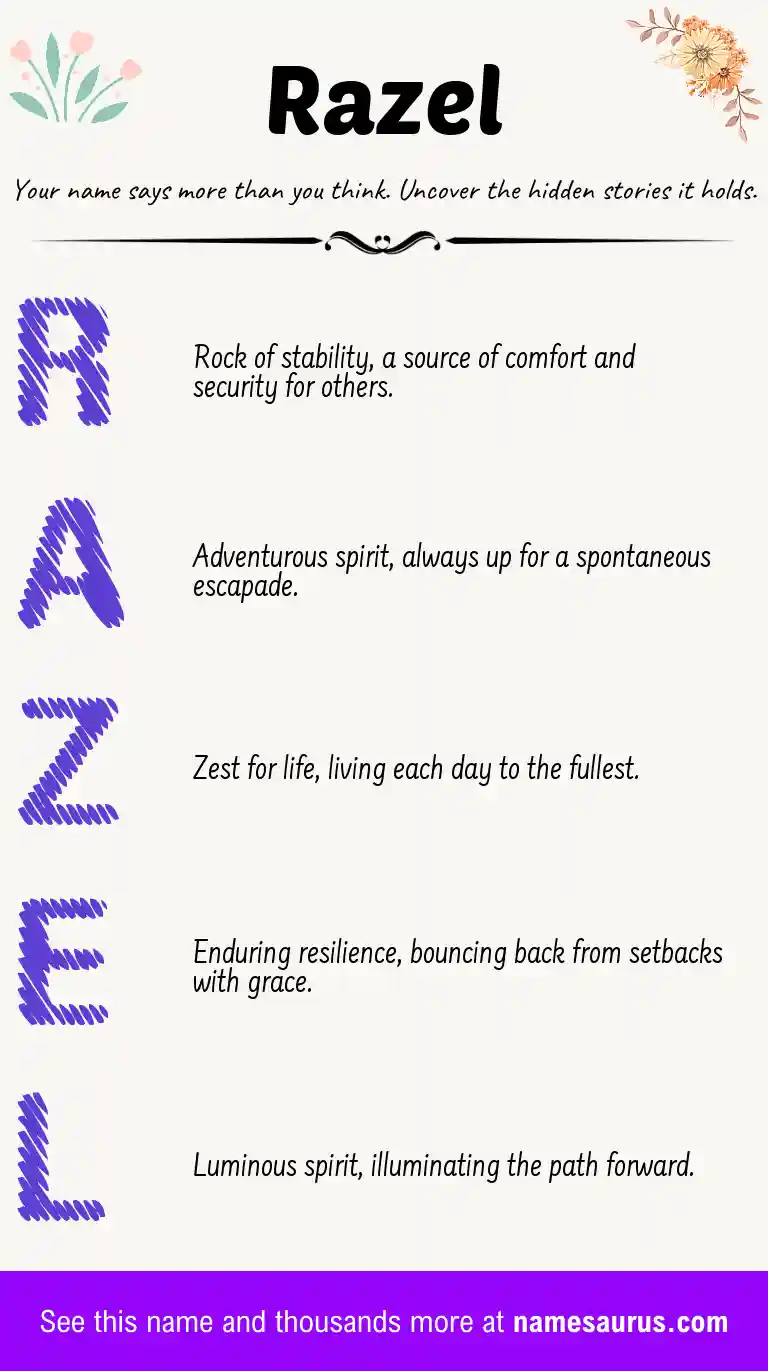 Acrostic poem about Razel.