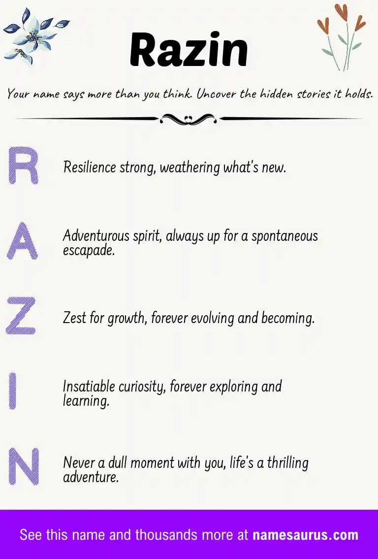 Acrostic poem about Razin.