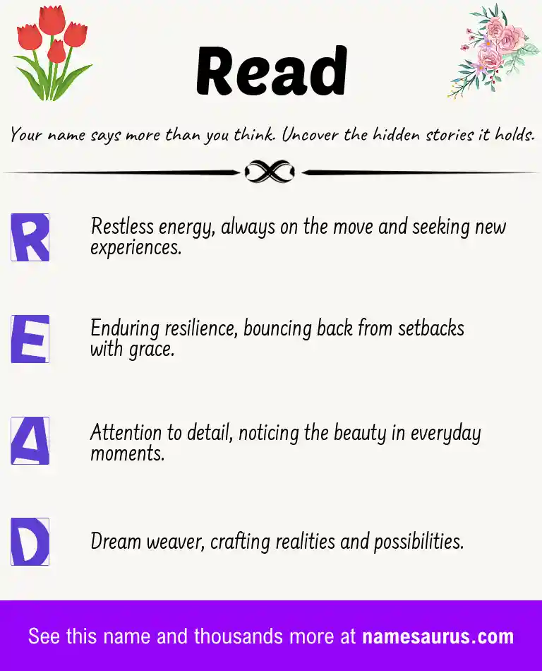 Acrostic poem about Read.