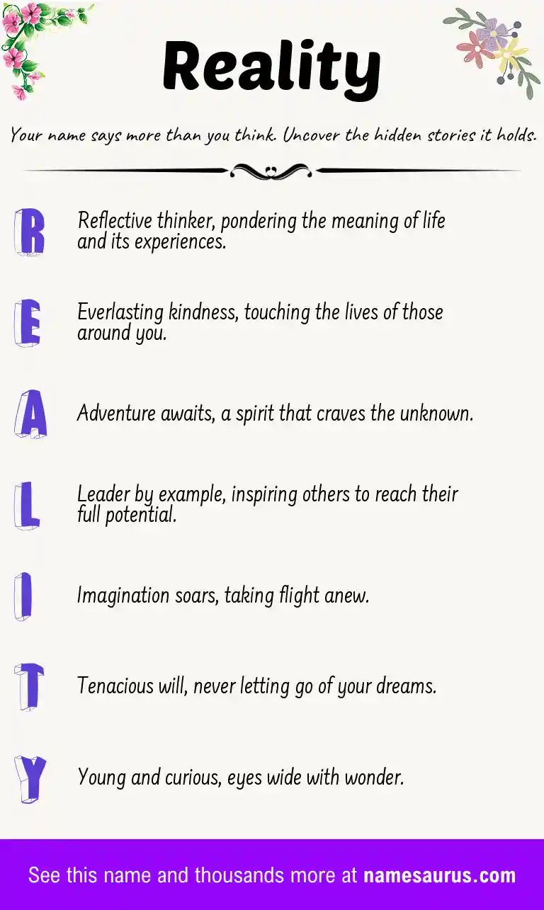 Acrostic poem about Reality.