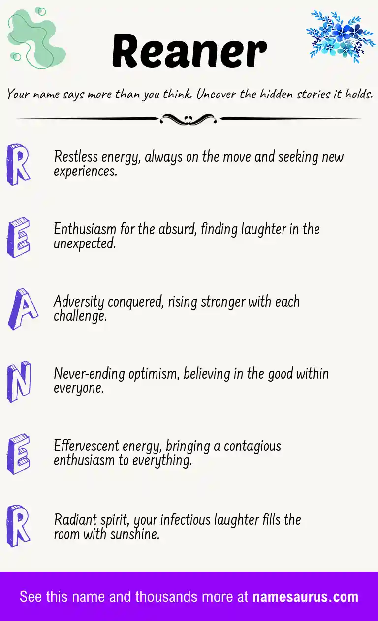Acrostic poem about Reaner.