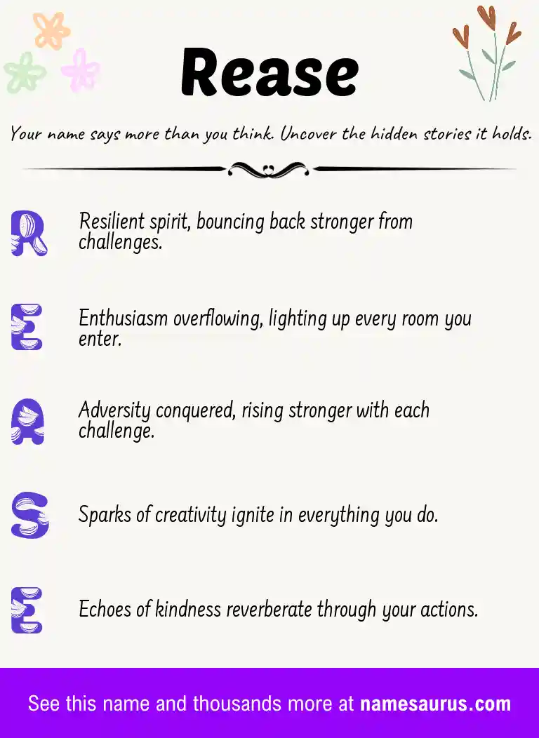 Acrostic poem about Rease.