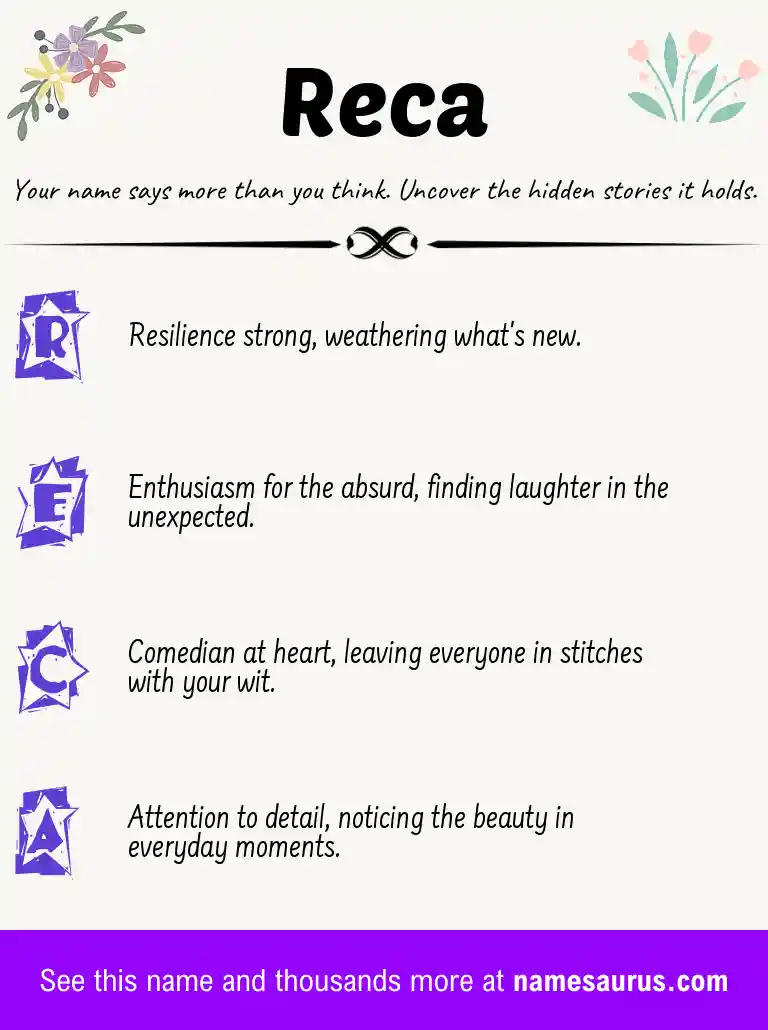 Acrostic poem about Reca.