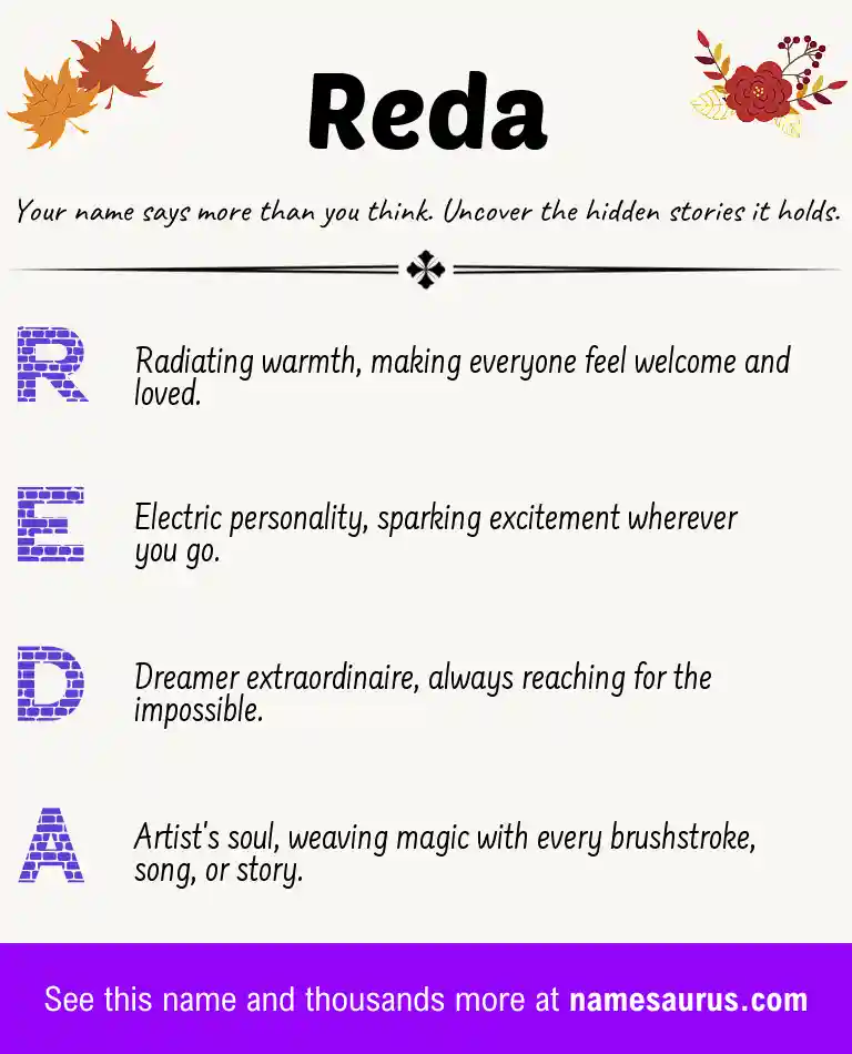 Acrostic poem about Reda.