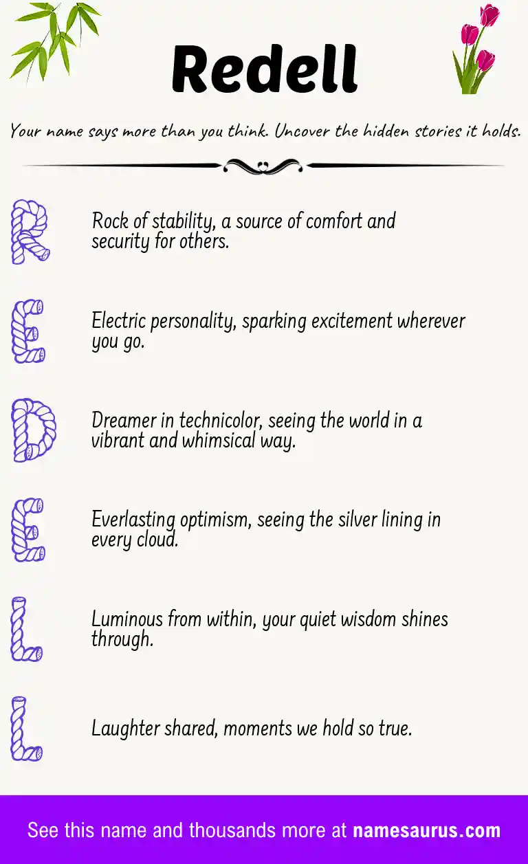 Acrostic poem about Redell.