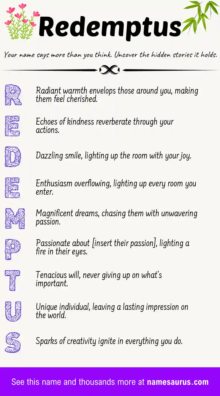 Acrostic poem about Redemptus.
