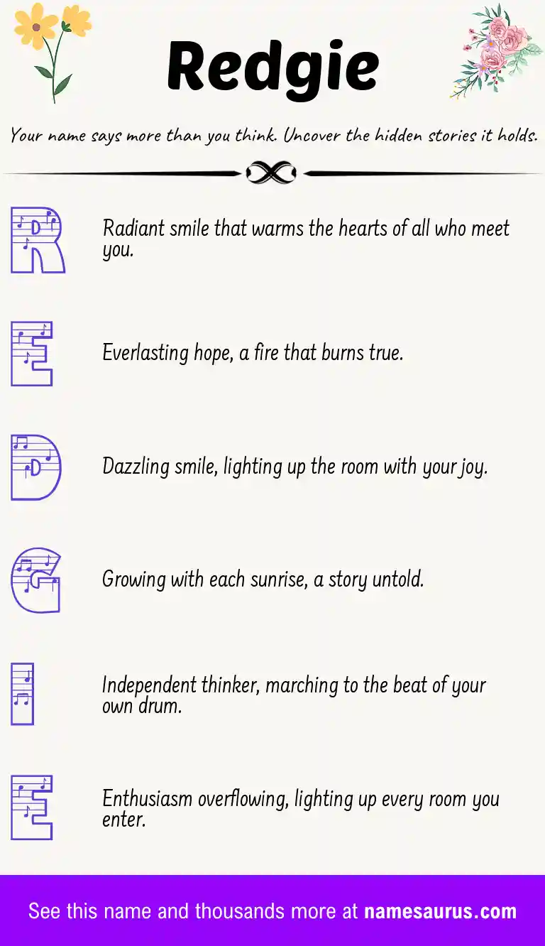 Acrostic poem about Redgie.