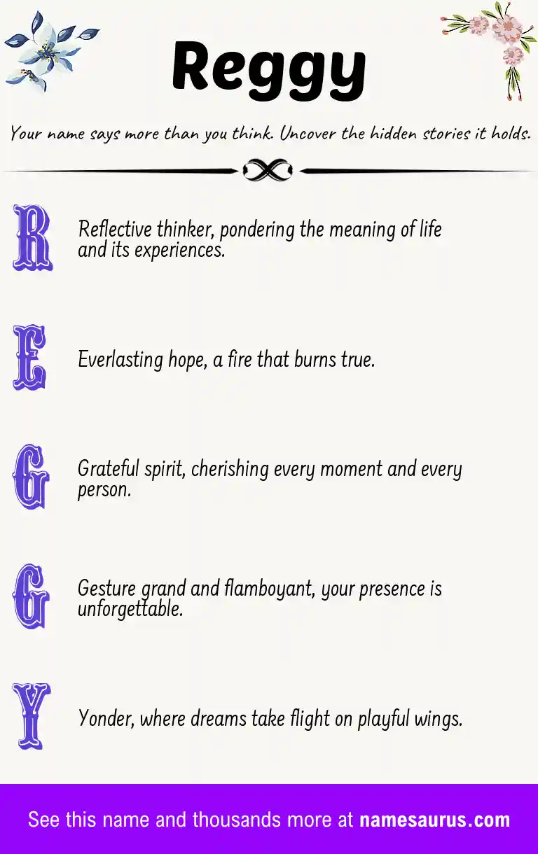 Acrostic poem about Reggy.