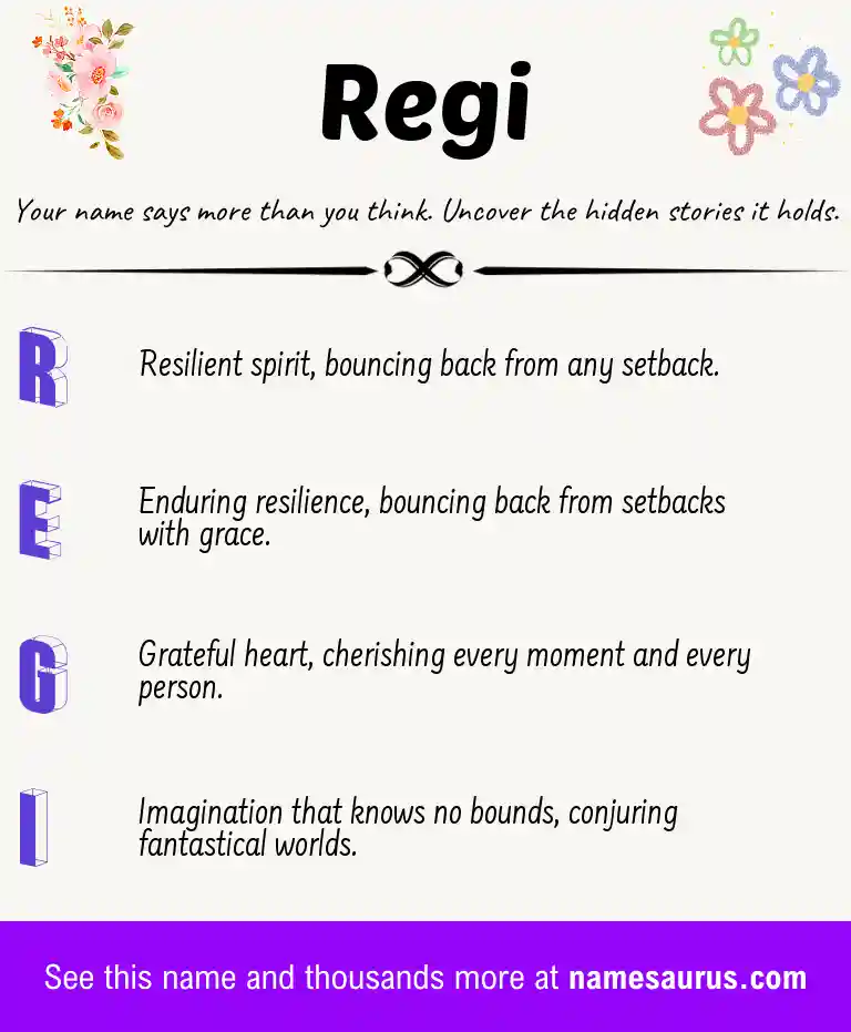 Acrostic poem about Regi.