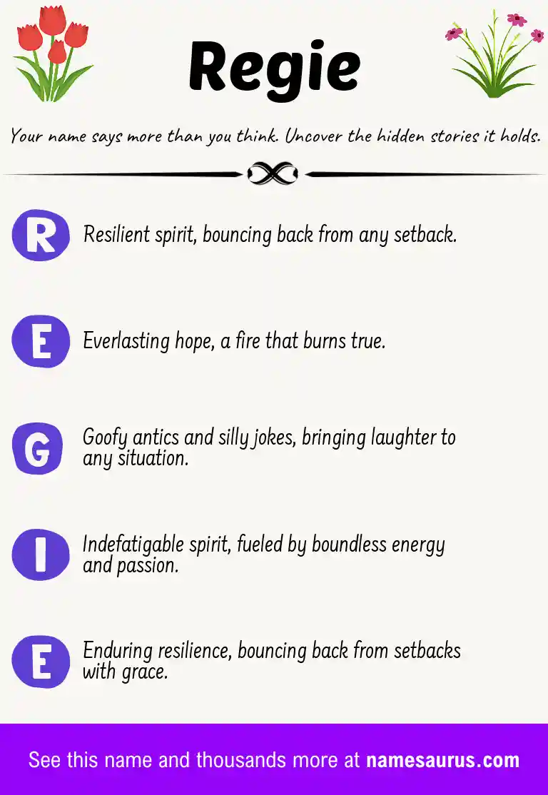 Acrostic poem about Regie.