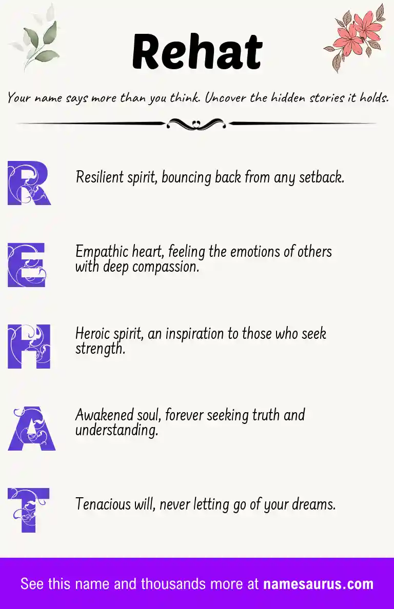 Acrostic poem about Rehat.