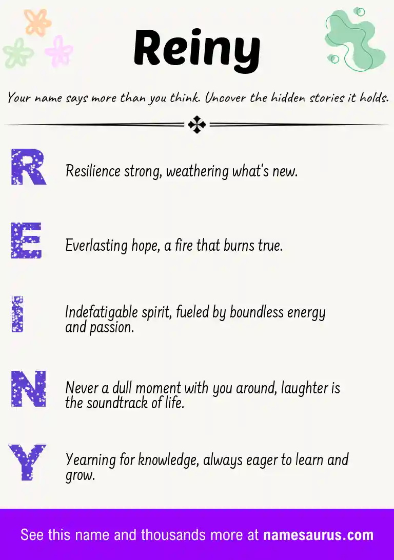 Acrostic poem about Reiny.