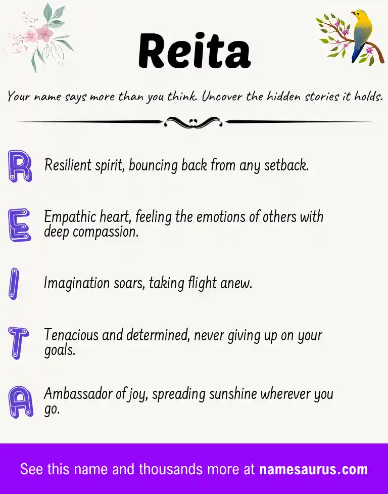 Acrostic poem about Reita.
