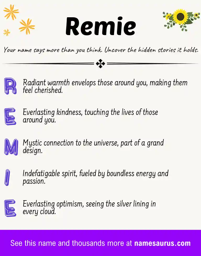 Acrostic poem about Remie.