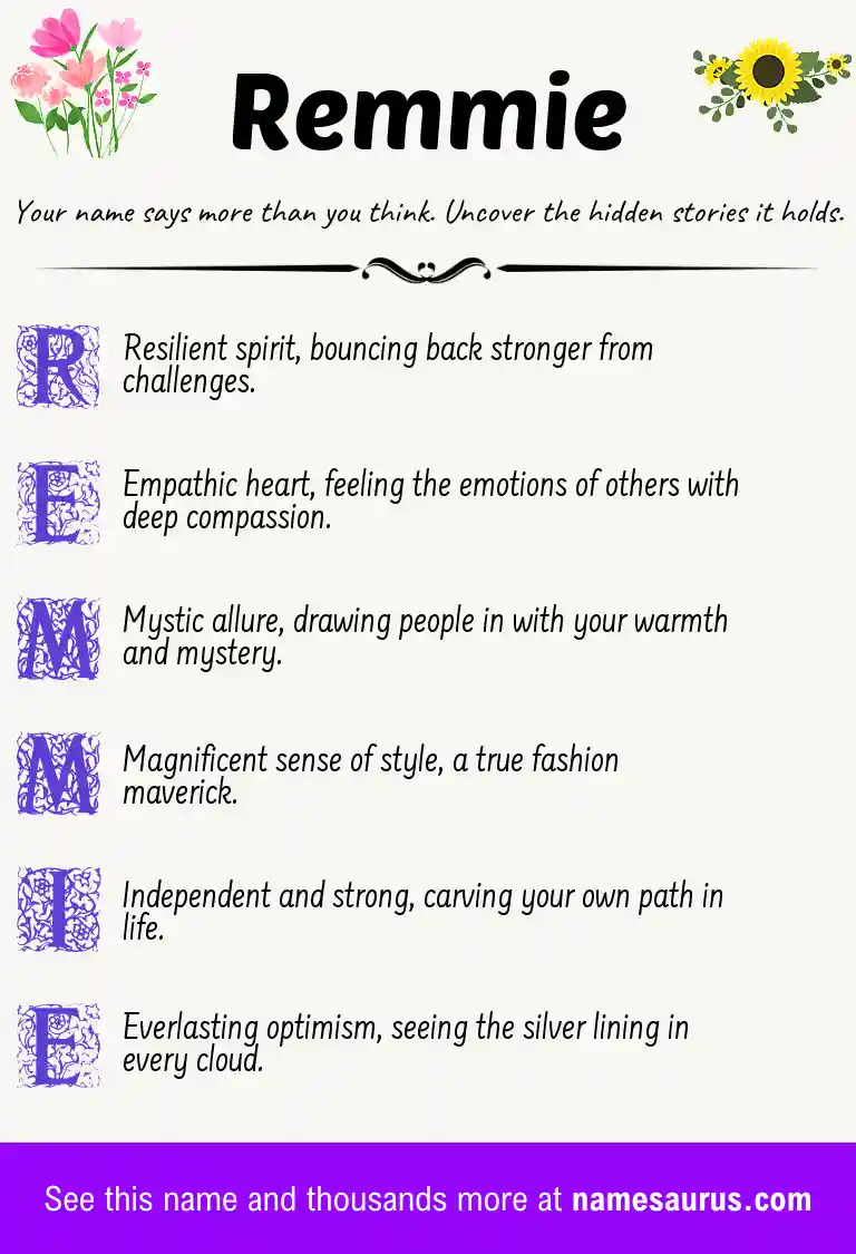 Acrostic poem about Remmie.