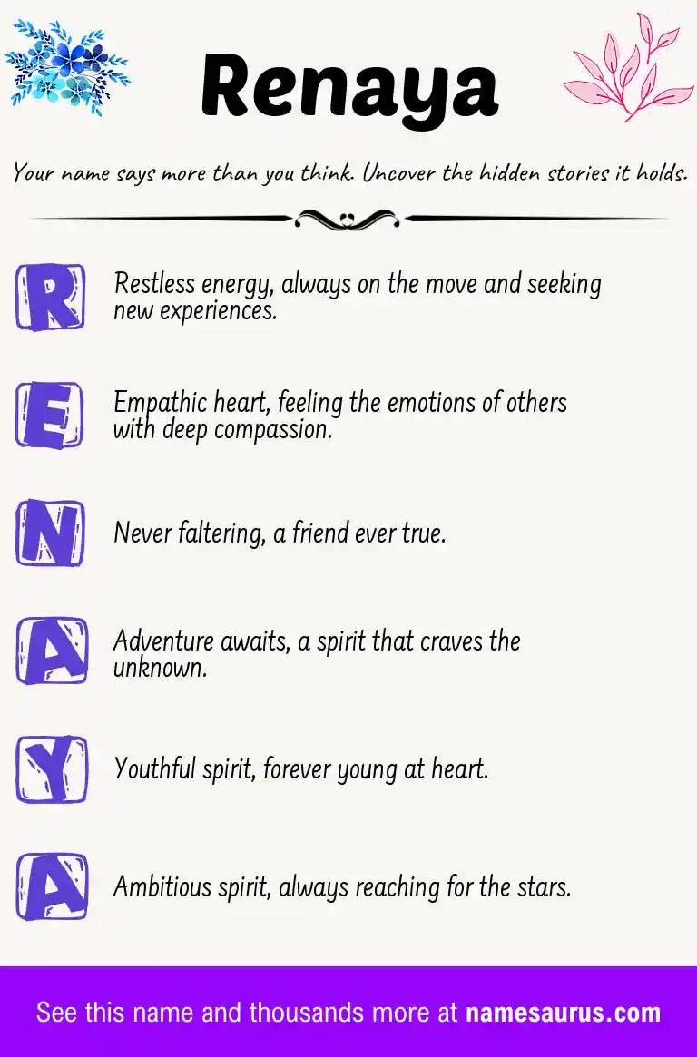 Acrostic poem about Renaya.