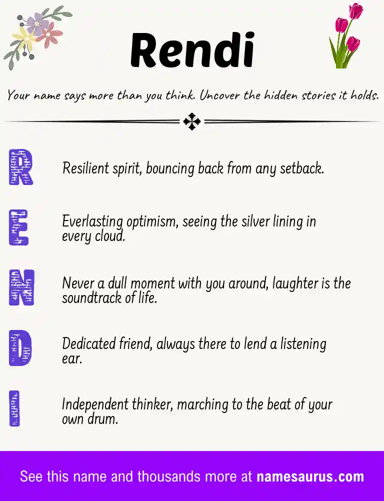 Acrostic poem about Rendi.