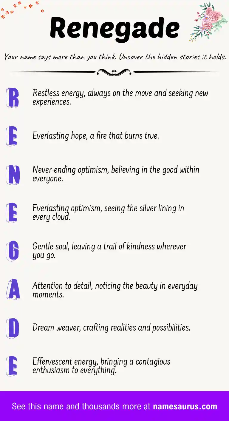 Acrostic poem about Renegade.