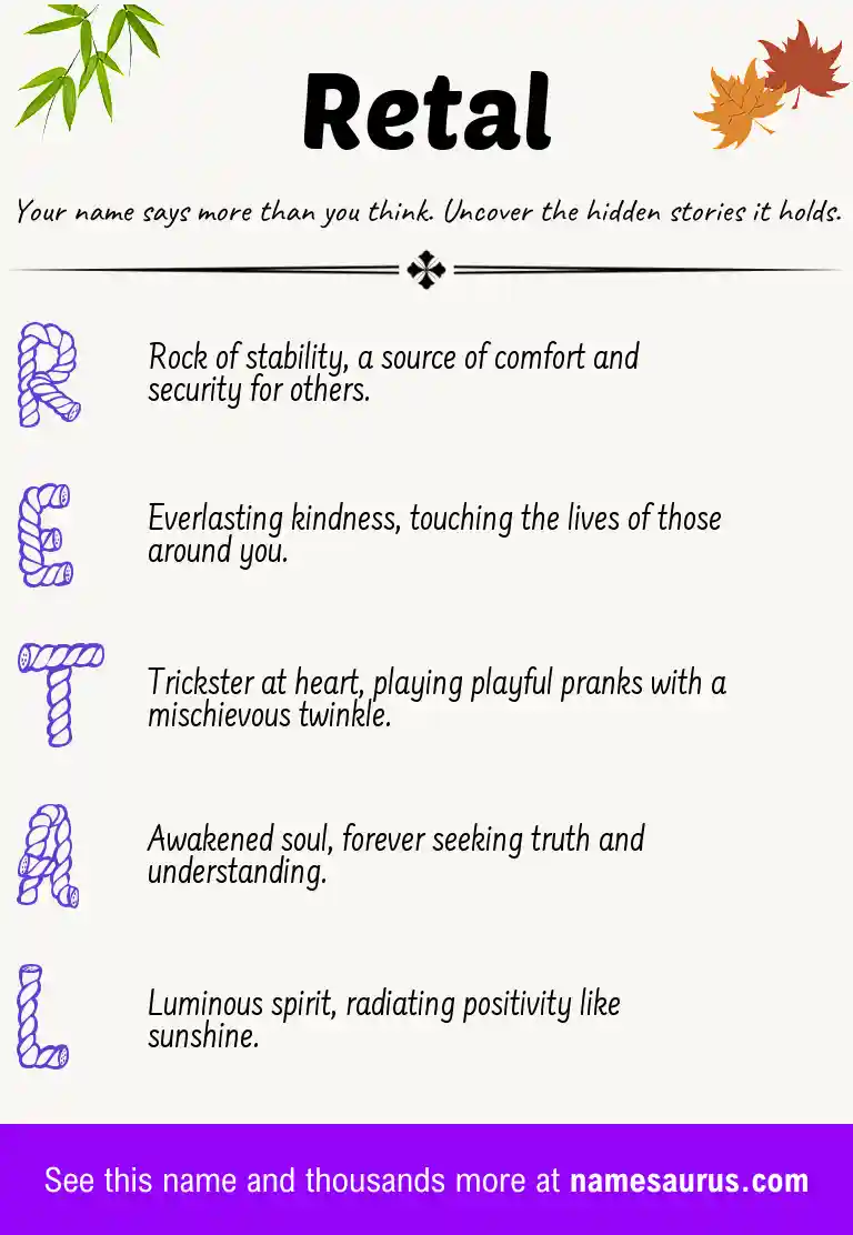 Acrostic poem about Retal.