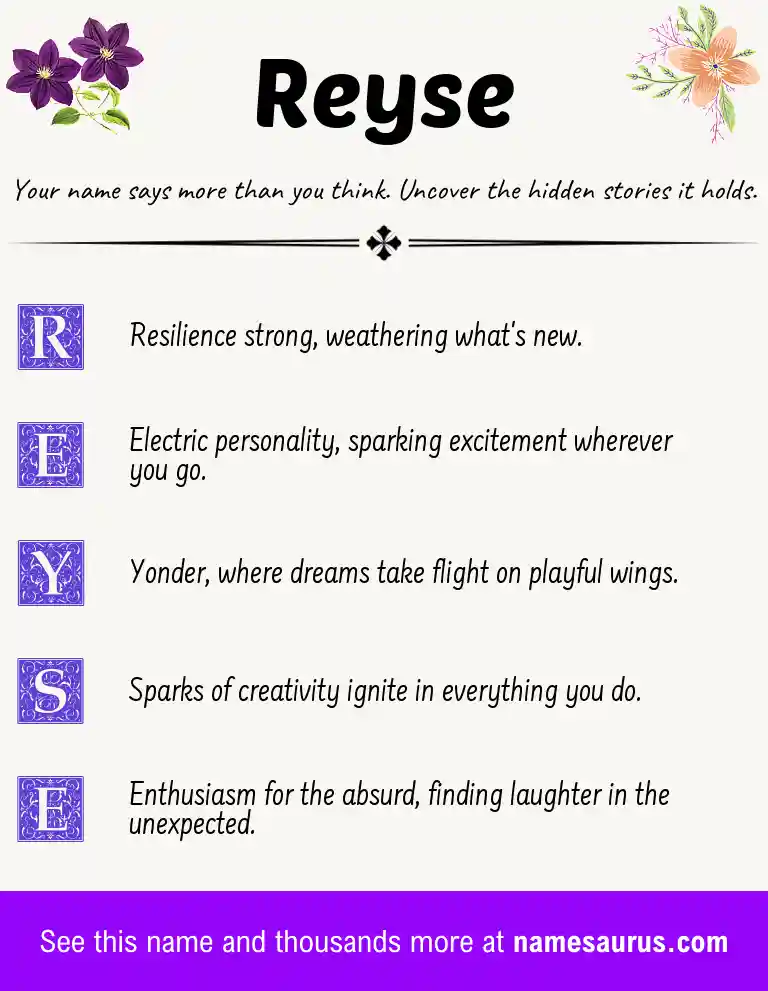 Acrostic poem about Reyse.