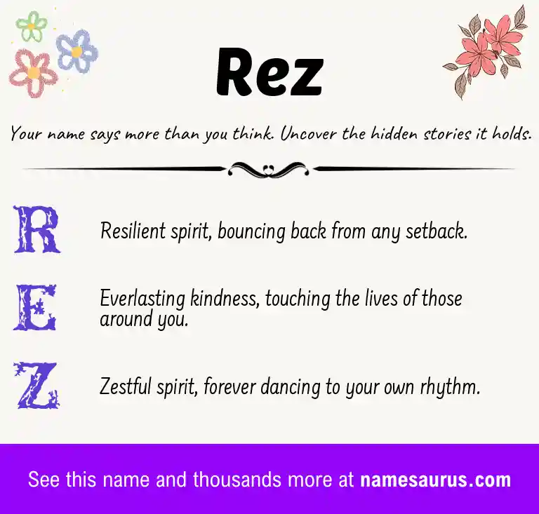 Acrostic poem about Rez.