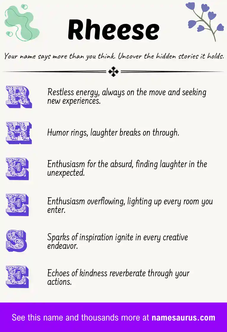 Acrostic poem about Rheese.