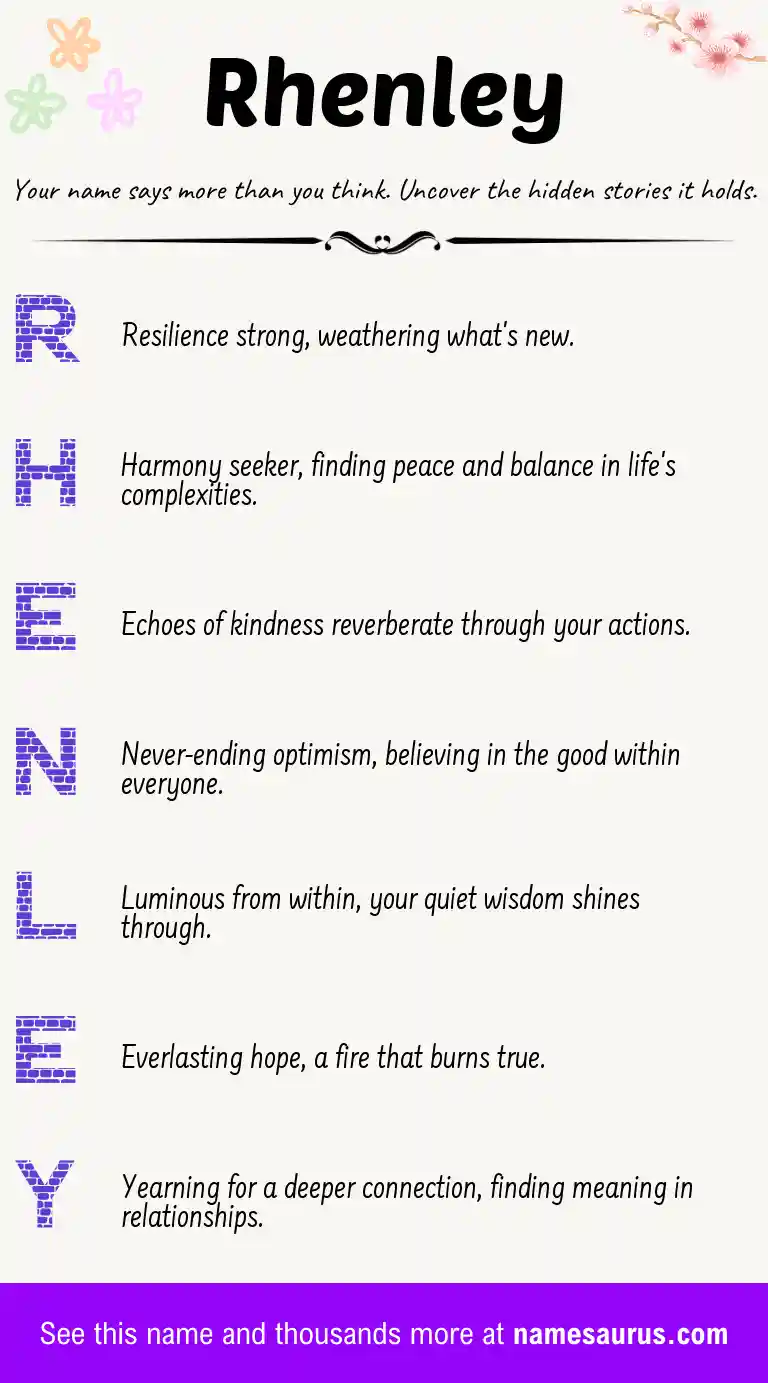 Acrostic poem about Rhenley.