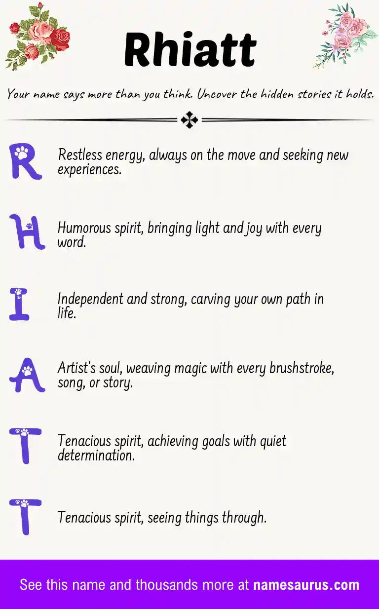 Acrostic poem about Rhiatt.