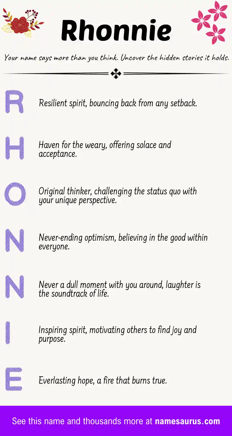 Acrostic poem about Rhonnie.