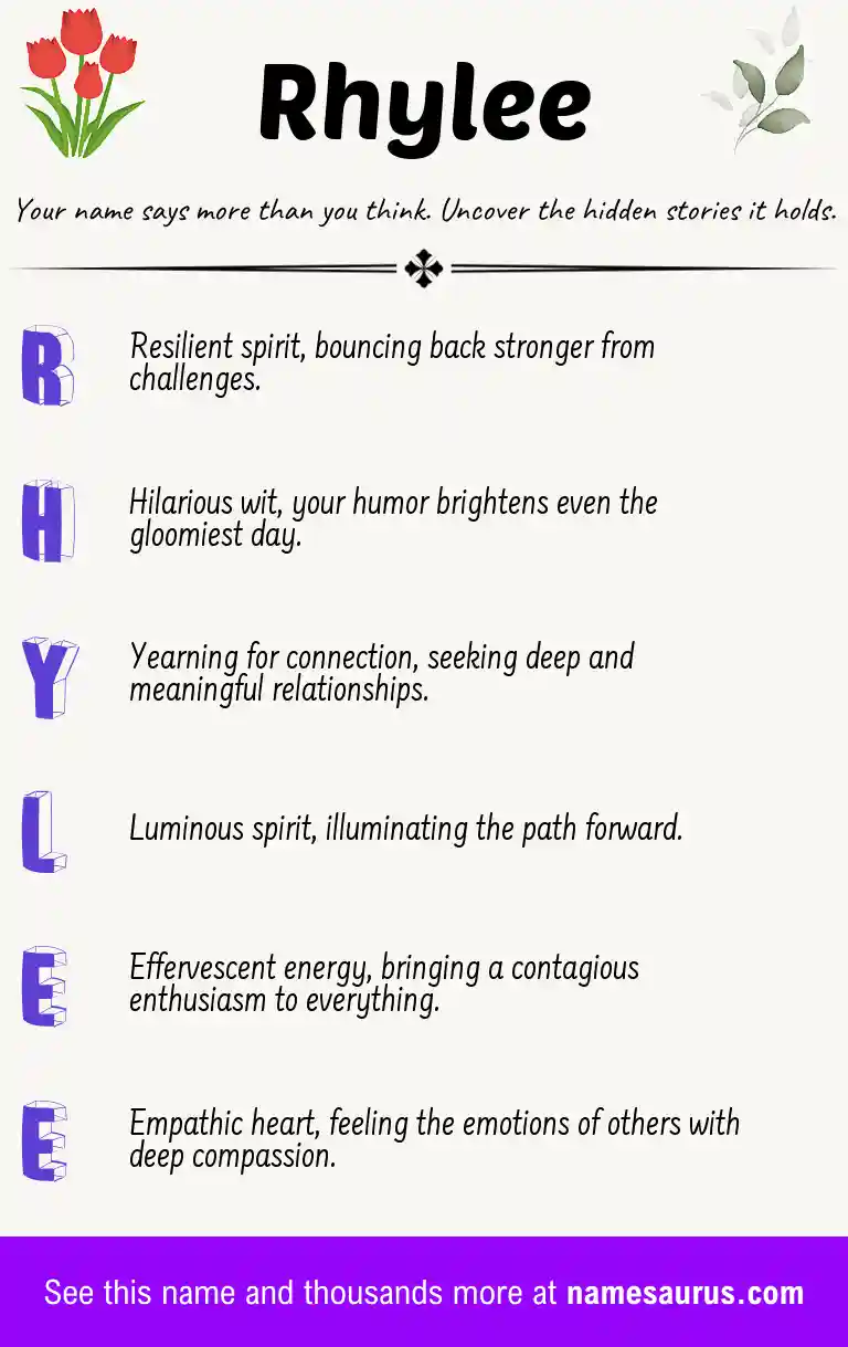 Acrostic poem about Rhylee.
