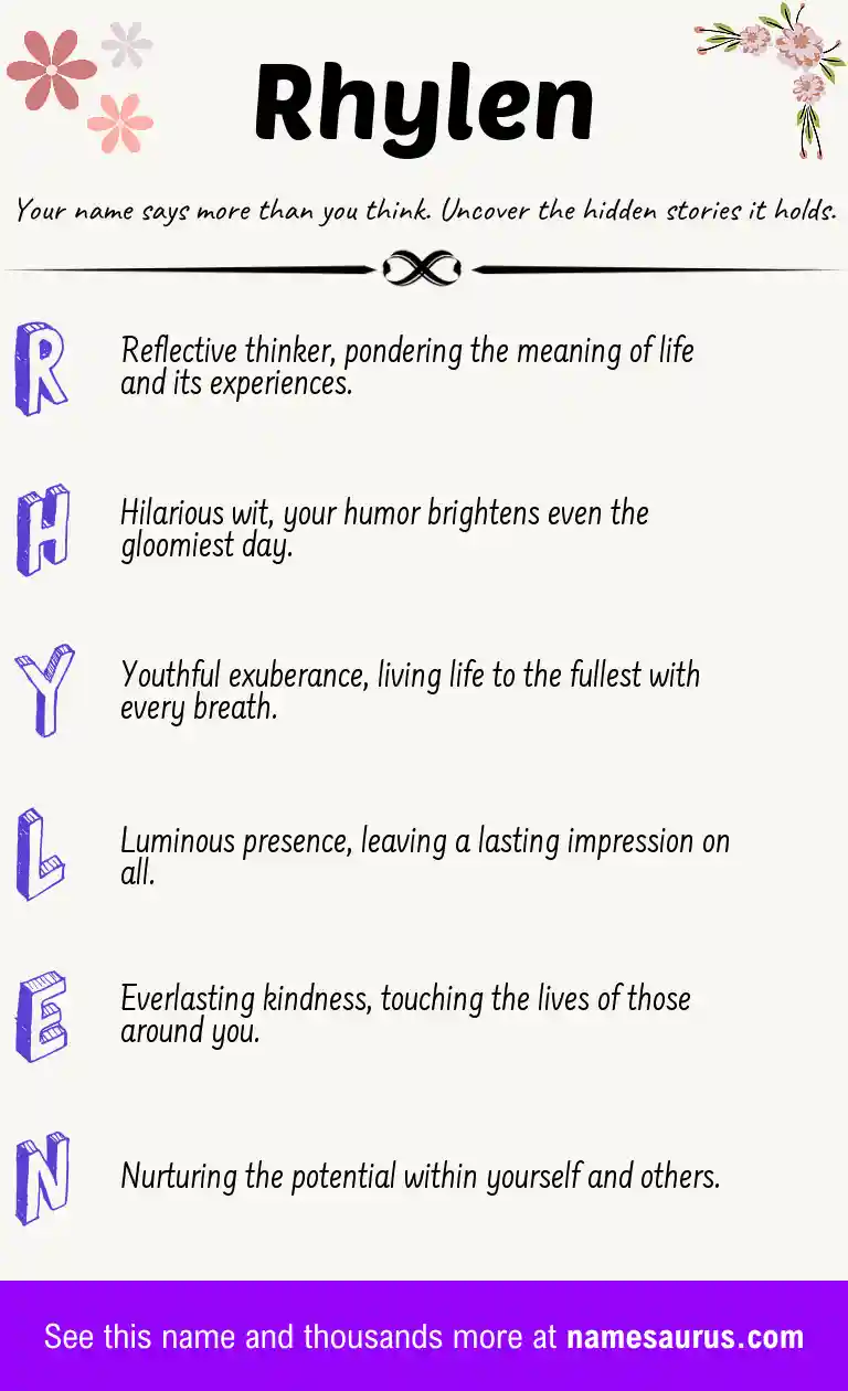 Acrostic poem about Rhylen.