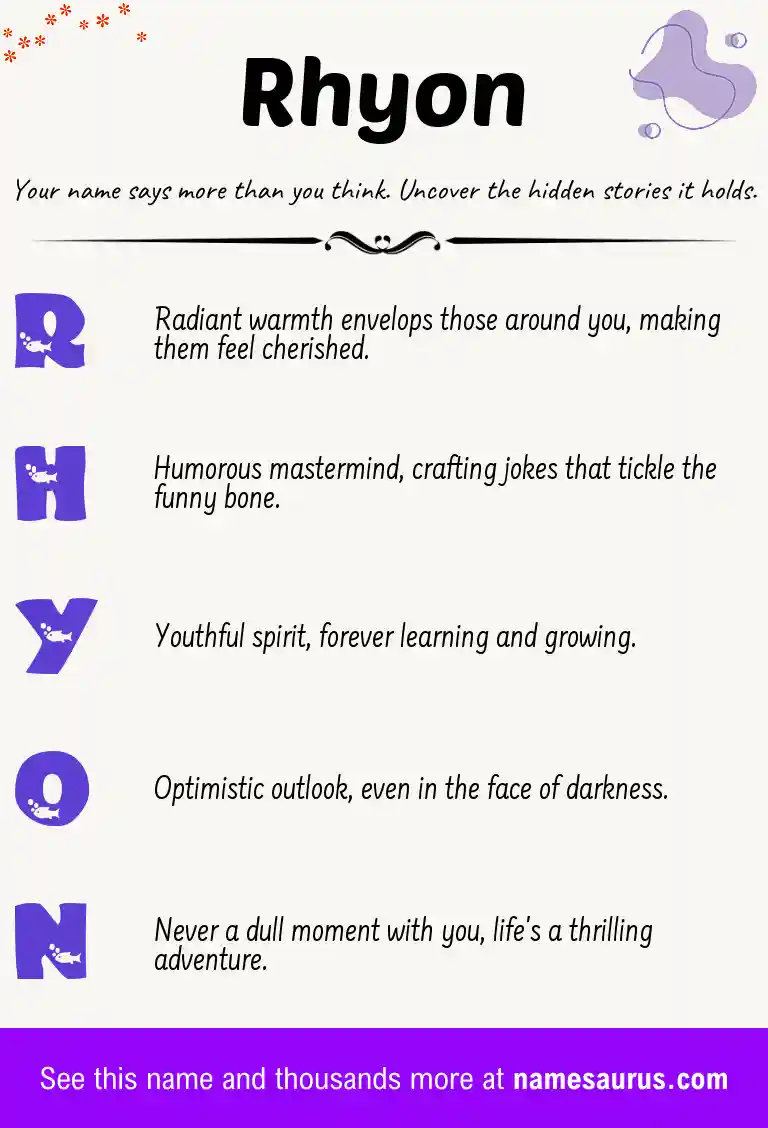 Acrostic poem about Rhyon.