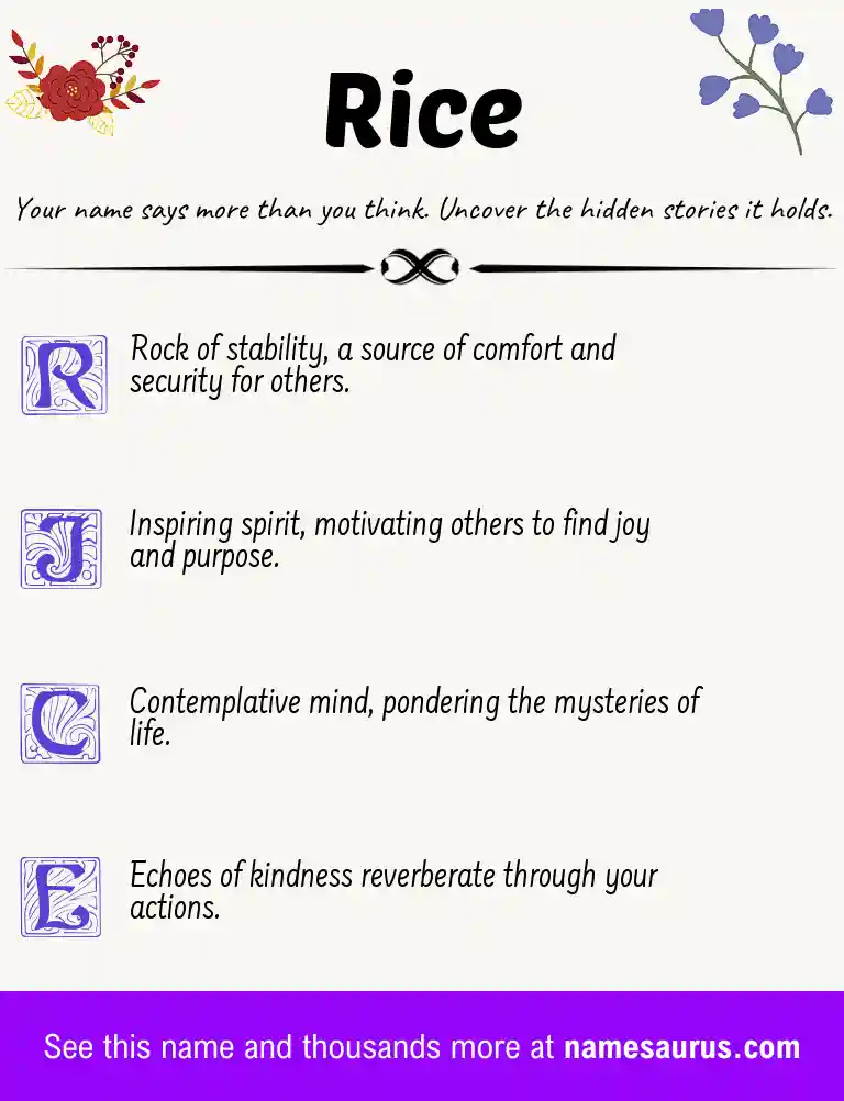 Acrostic poem about Rice.
