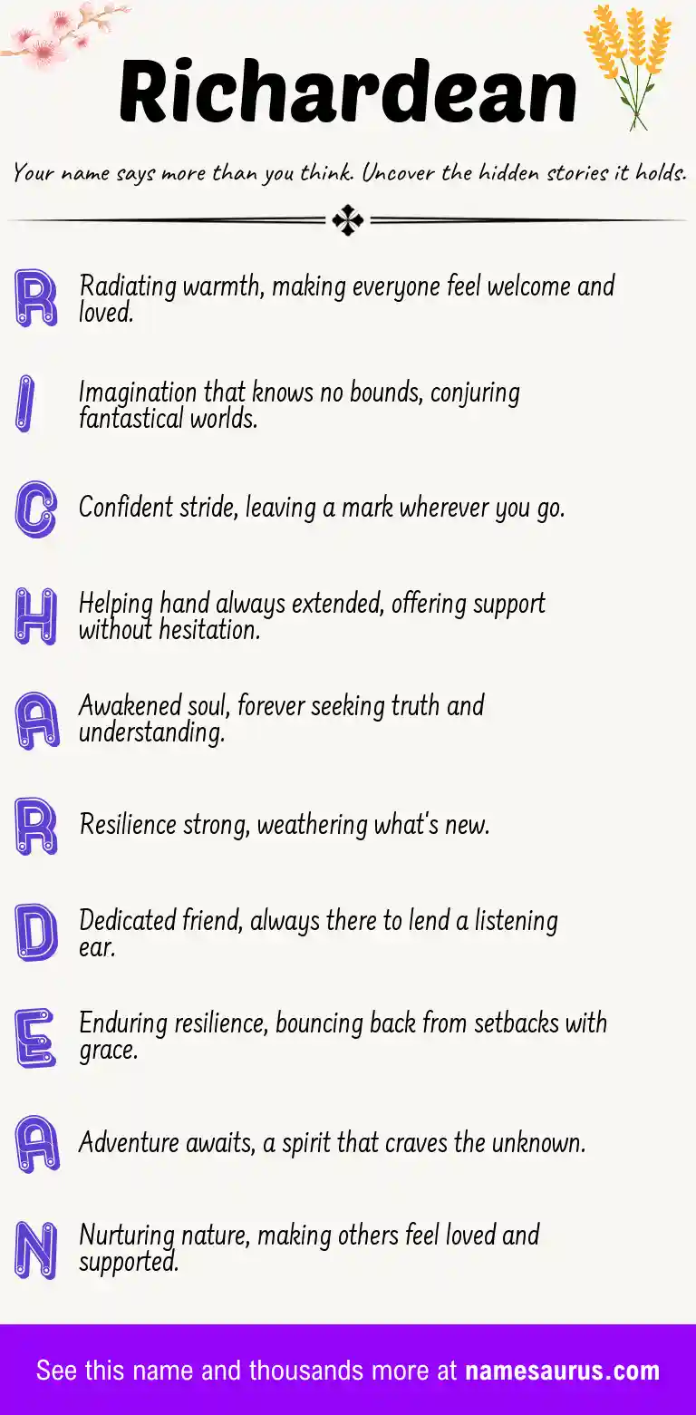 Acrostic poem about Richardean.