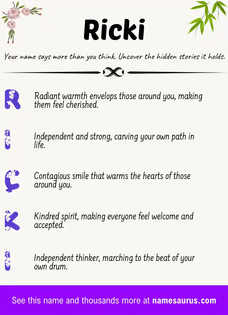 Acrostic poem about Ricki.