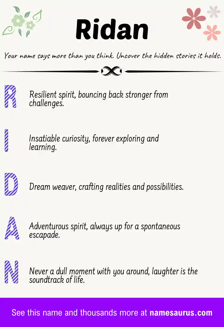 Acrostic poem about Ridan.