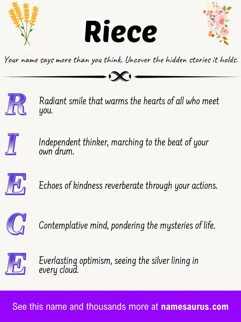 Acrostic poem about Riece.