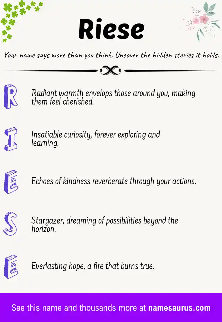 Acrostic poem about Riese.