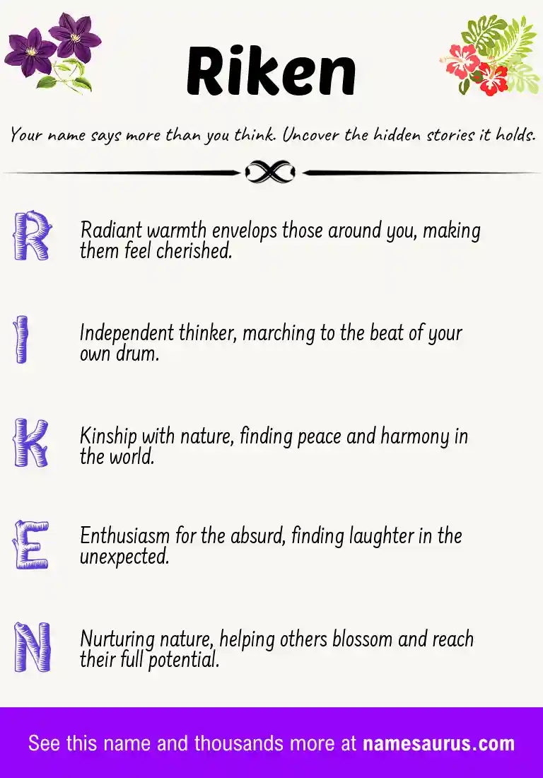 Acrostic poem about Riken.