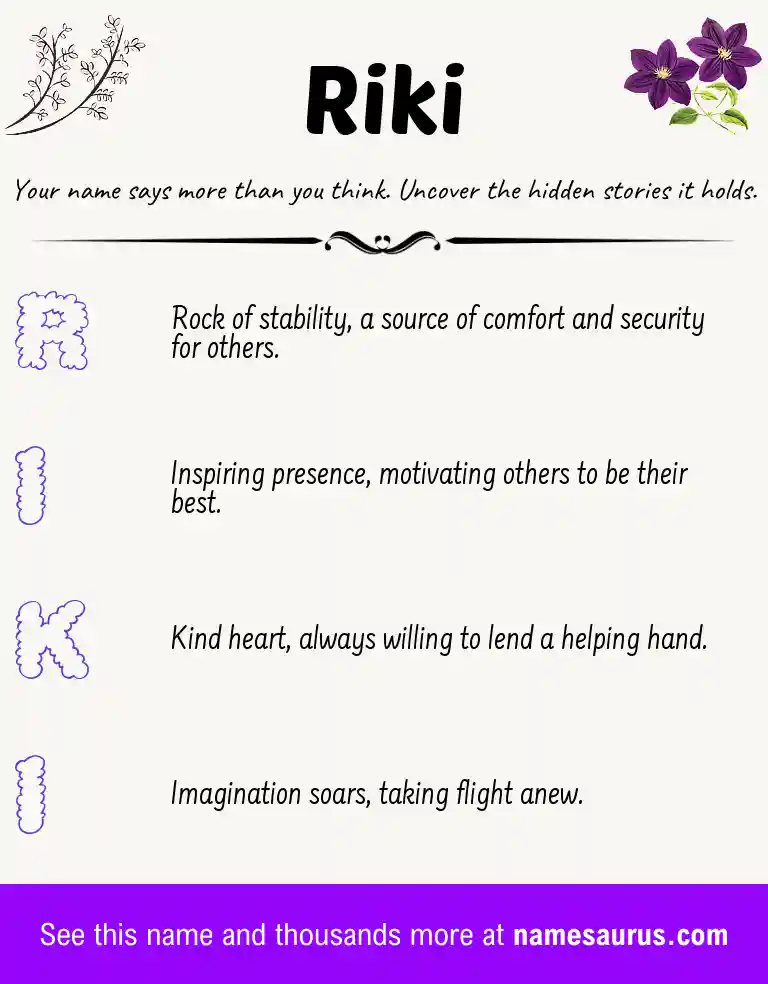 Acrostic poem about Riki.