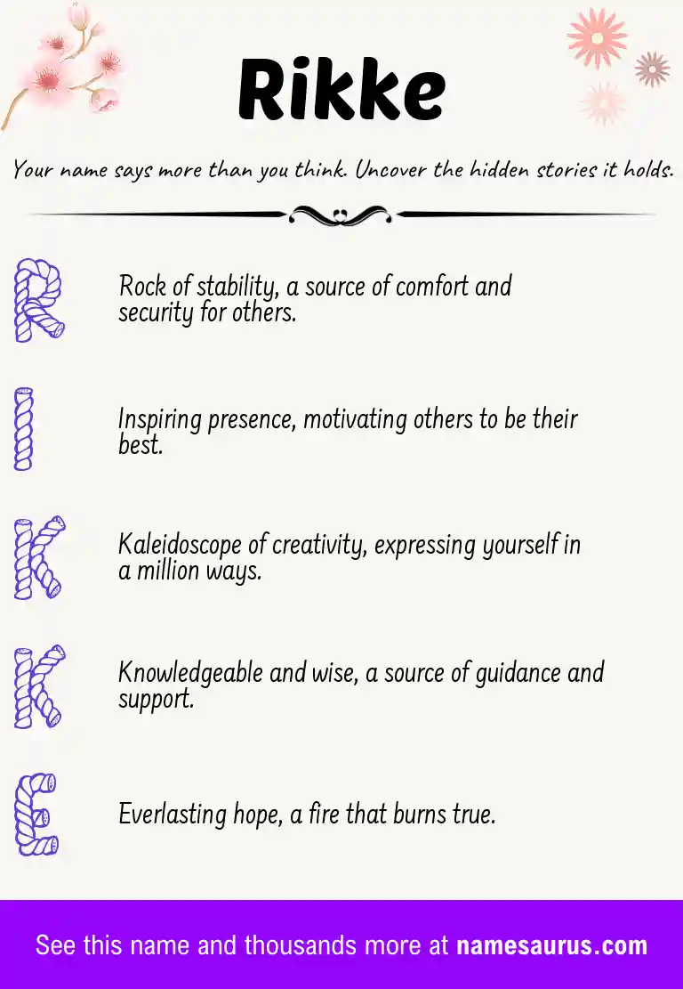 Acrostic poem about Rikke.