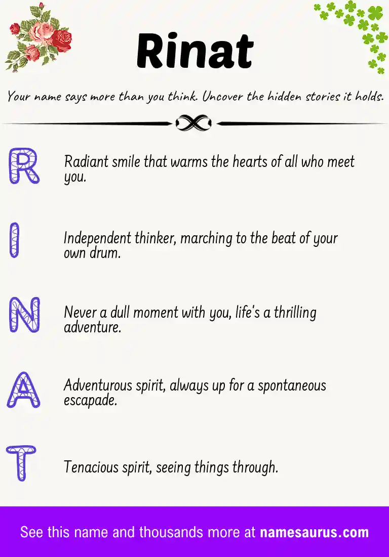 Acrostic poem about Rinat.